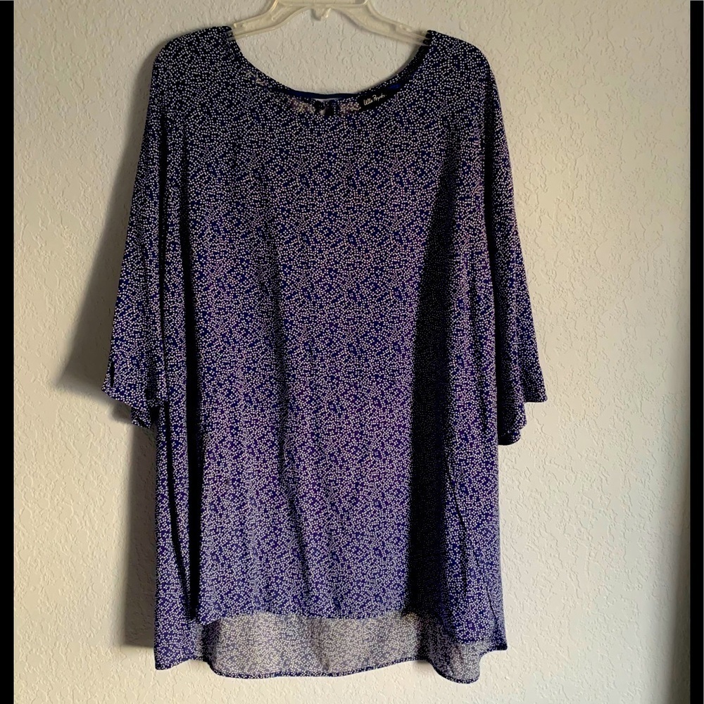 Ulla Popken Blue White Top 3/4 Sleeves NWT